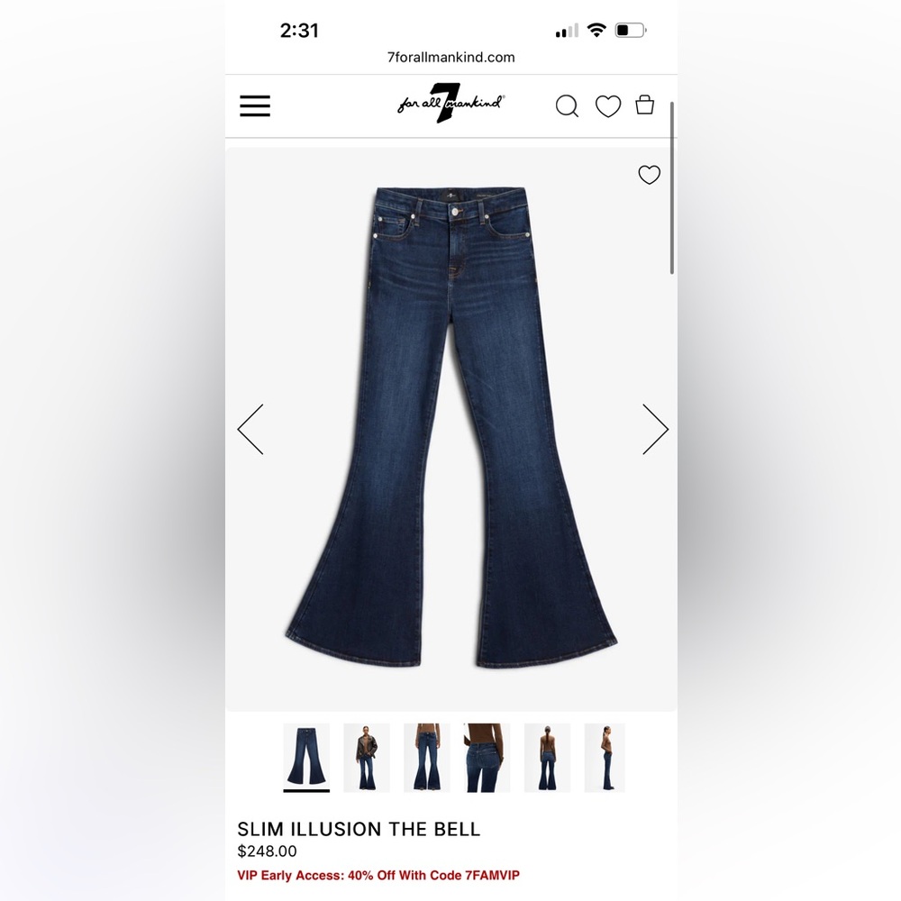 7 For All Mankind The Bell Flare Jeans - blue & black
